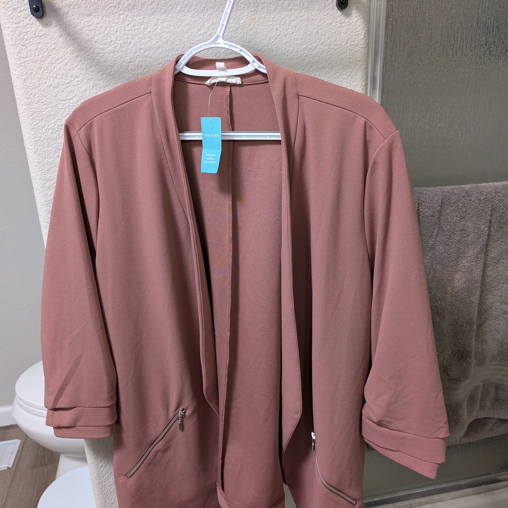 Blush Pink Open Front Blazer